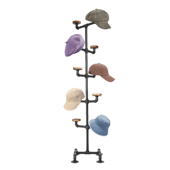 Modern Hat Hangers Decorative Pipework Stand with Hooks for Hanging Hats or Wigs