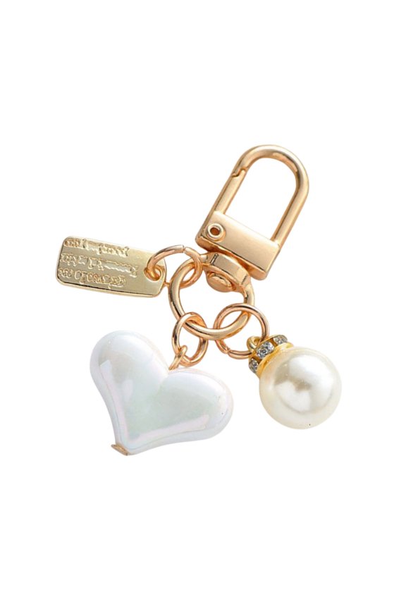 Modern Heart Designs Keychain Stylish Alloy Rose Heart Keychain With Pearls Keyring Charm For Stylish Accessories
