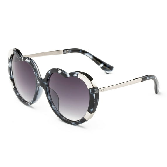Modern Heart Shade Mixed Metal and Plastic Frame Fashion Sunglasses with UV Protection for Women