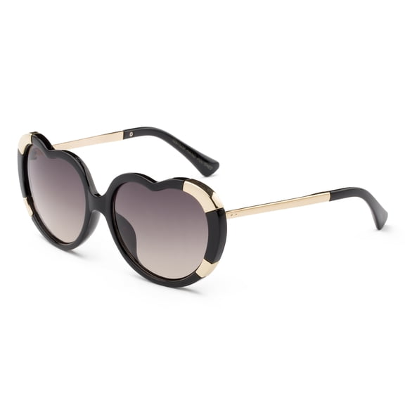 Modern Heart Shade Mixed Metal and Plastic Frame Fashion Sunglasses with UV Protection for Women