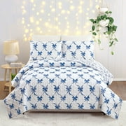 Modern Heirloom Abigail Bow Blue 2-Piece Quilt Set, Twin, All Ages