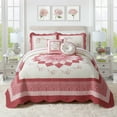 thumbnail image 1 of Modern Heirloom Caroline Red Floral Embroidered and Pieced Single Bedspread, King Size, 1 of 5
