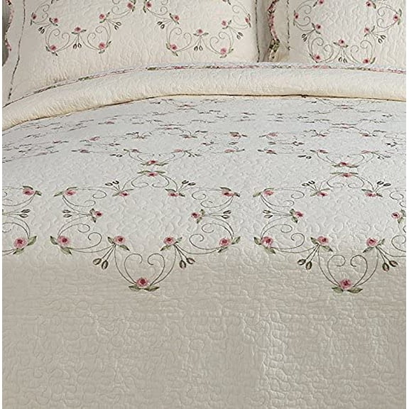 Modern Heirloom Collection Felisa Bedspread, Queen 102X118'', Cream