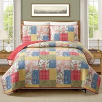 Modern Heirloom Farmhouse Florals 2-Piece Quilt Set, Multicolor, Twin, All Ages