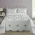 thumbnail image 1 of Modern Heirloom Gwen White/Purple Floral Embroidered Bedspread, King, All Ages, 1 of 7