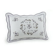 Modern Heirloom Gwen White/Purple Floral Embroidered Pillow Sham, Standard, All Ages