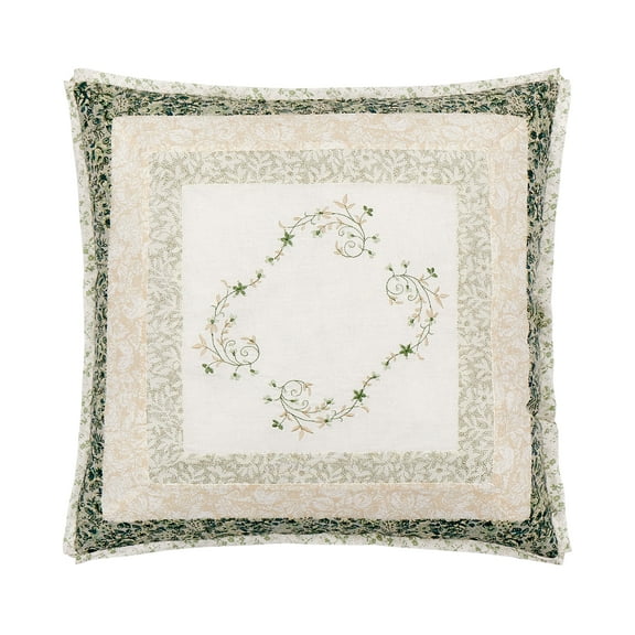 Modern Heirloom Harper Embroidered Square Decorative Pillow, Green, 16"X16"