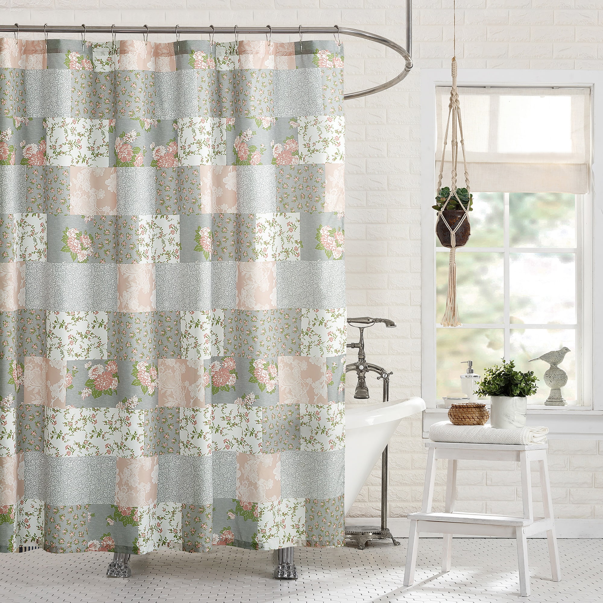Modern Heirloom La Flor Blush Shower Curtain 72"X72'