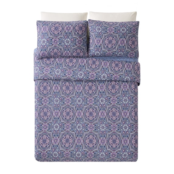 Modern Heirloom Lavender Floral 3-Piece Quilt Set, King