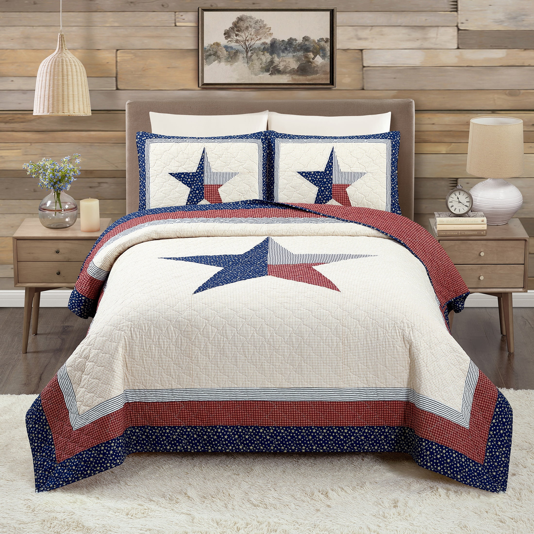 Modern Heirloom Texas Lonestar 3-Piece Quilt Set, Blue, King