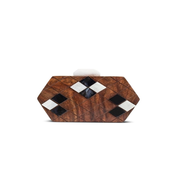 Modern Hexagon Wood Clutch