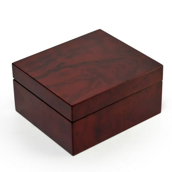 Modern Hi Gloss 18 Note Burl Wood Jewelry Box - Over 400 Song Choices - There is No Business Like Show Business