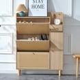 thumbnail image 1 of Modern Hidden Shoe Cabinet with 3 Flip Drawers Freestanding Rattan Shoe Storage Organizer for Entryway, Household Furniture, 1 of 9