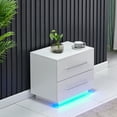 thumbnail image 1 of Modern High Gloss End Table Side Table & Led Lights Living Room White&nbsp;, 1 of 7