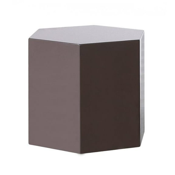 Modern High Gloss Hexagonal End Table, Light Grey