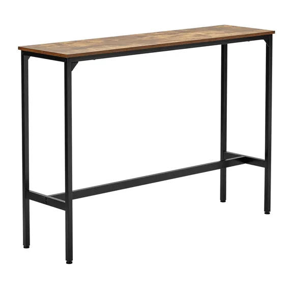 Modern High Top Bar Table with Metal Frame & Wooden Top