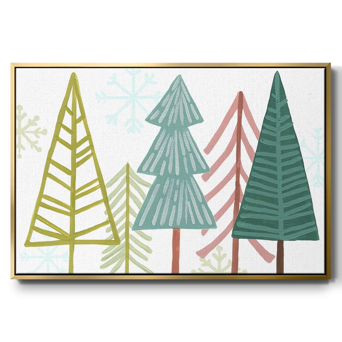 Modern Holiday Collection A - Framed Gallery Wrapped Holiday Canvas - 25 x 37 - Gold Frame