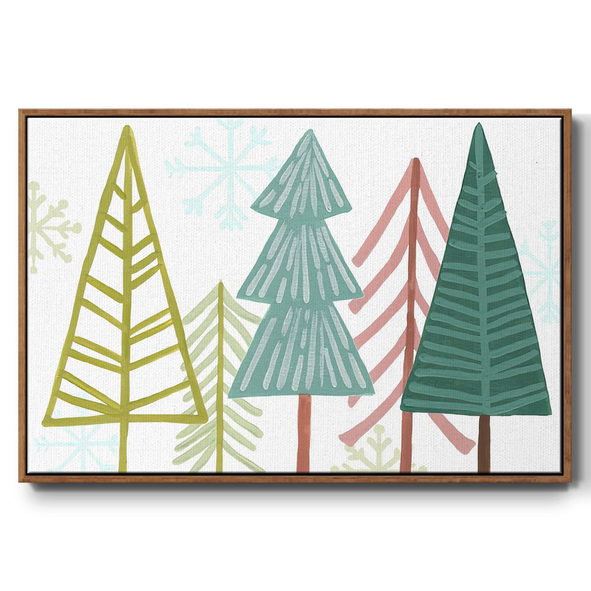 Modern Holiday Collection A - Framed Gallery Wrapped Holiday Canvas - 25 x 37 - Rosewood Frame