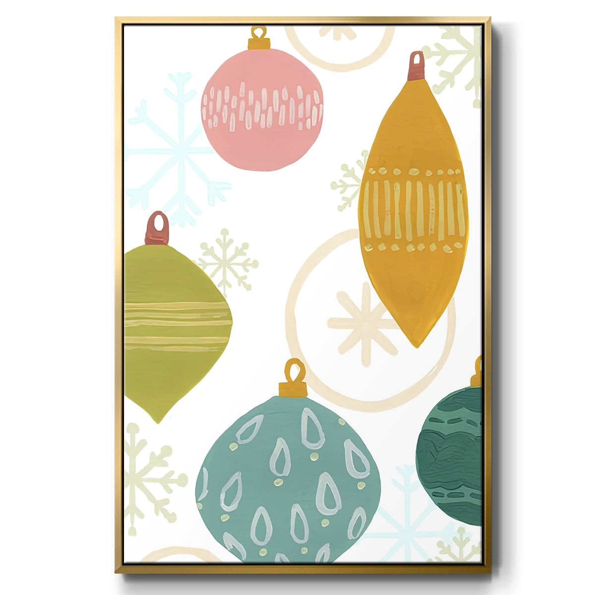 Modern Holiday Collection B - Framed Gallery Wrapped Holiday Canvas - 17 x 25 - Gold Frame