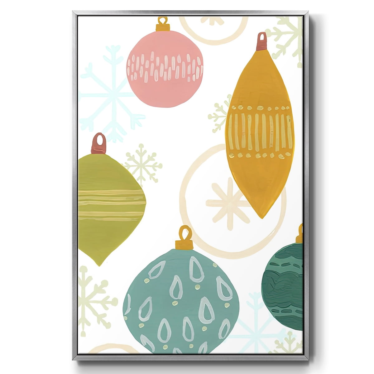 Modern Holiday Collection B - Framed Gallery Wrapped Holiday Canvas - 17 x 25 - Silver Frame