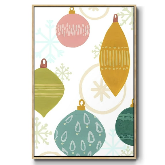 Modern Holiday Collection B - Framed Gallery Wrapped Holiday Canvas - 25 x 37 - Natural Wood Frame