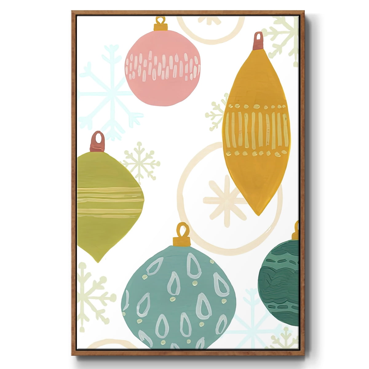 Modern Holiday Collection B - Framed Gallery Wrapped Holiday Canvas - 25 x 37 - Rosewood Frame