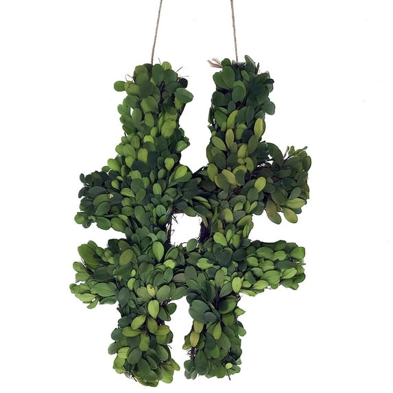 Modern Home 12" Real Preserved Boxwood Monogram Wreath Letters - Hashtag