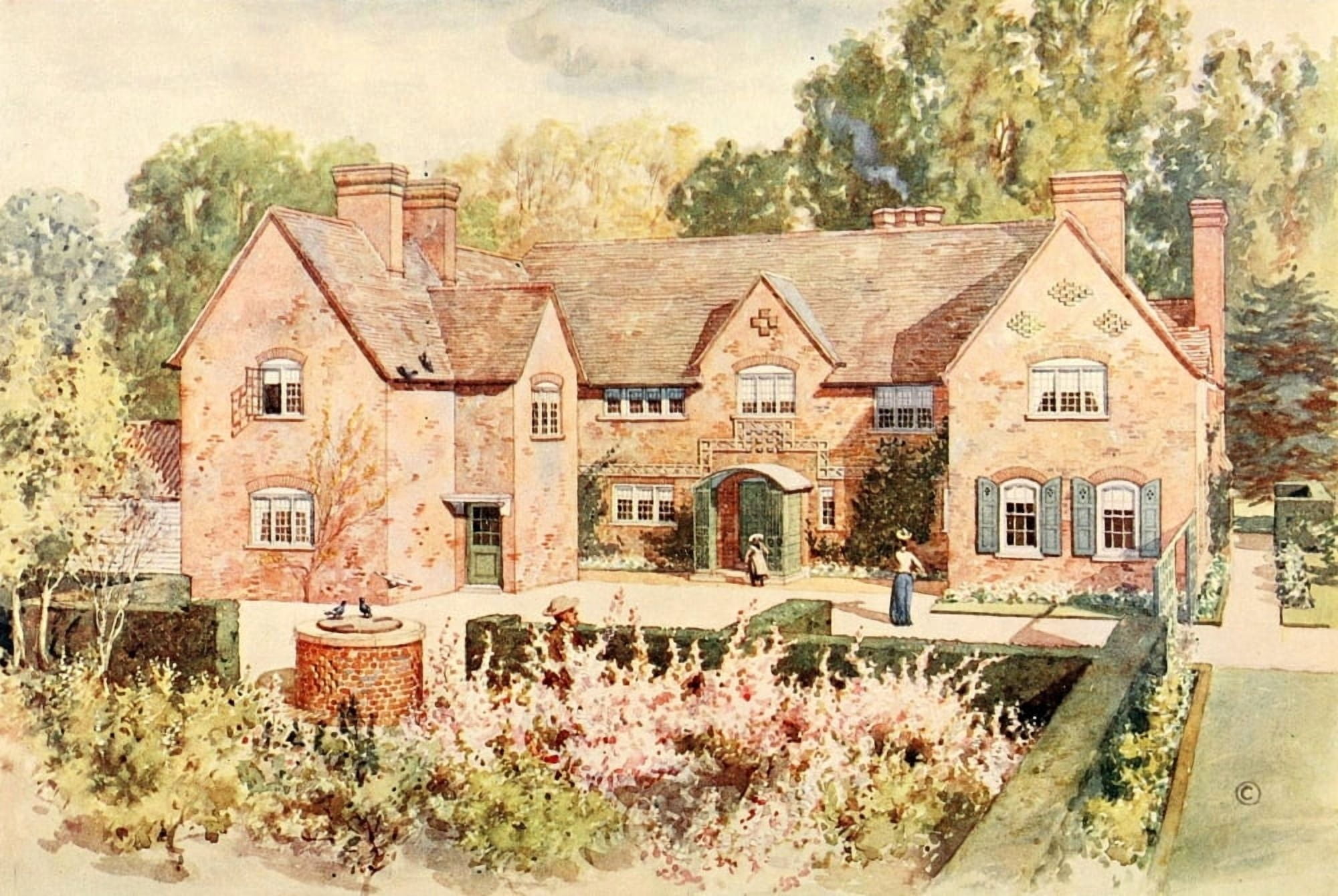 Modern Home 1906 House nr Winchfield Hants Canvas Art - Thomas H Crawford (18 x 24)