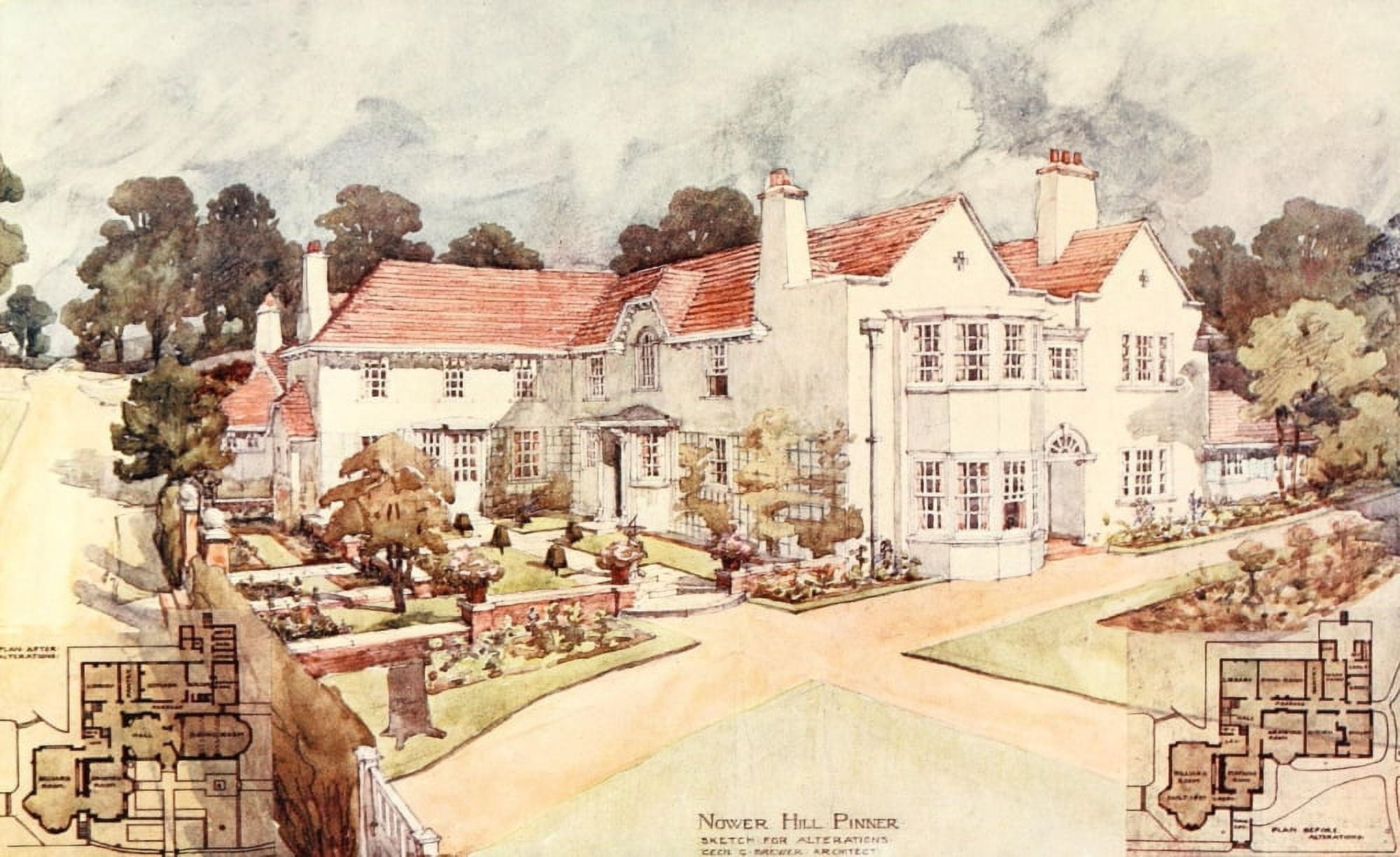 Modern Home 1906 Nower Hill Pinner Canvas Art - Thomas H Crawford (18 x 24)
