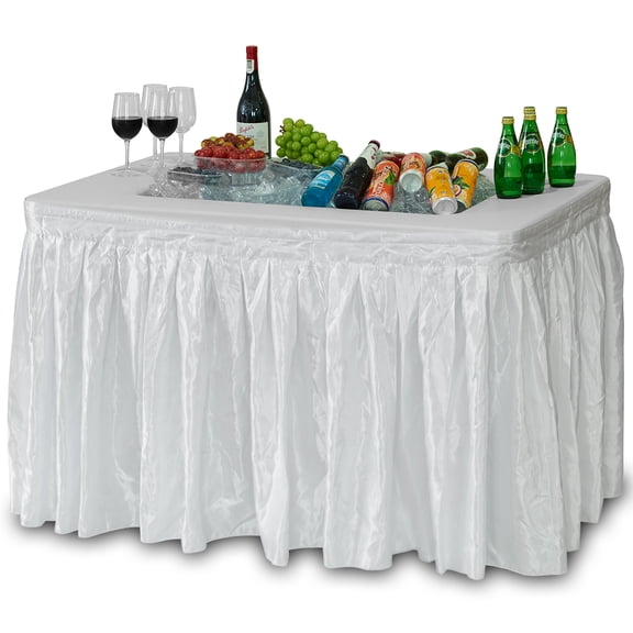 Modern Home 4' Portable Folding Party Ice Bin Table with Edge and Skirt (White)