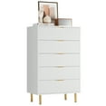 thumbnail image 1 of Modern Home 5 Drawer Dresser for Bedroom with Gold Handle and Large Drawer, Wood Double Chest of Drawers and Storage Organizer for Living Room, Hallway, Entryway, 1 of 9