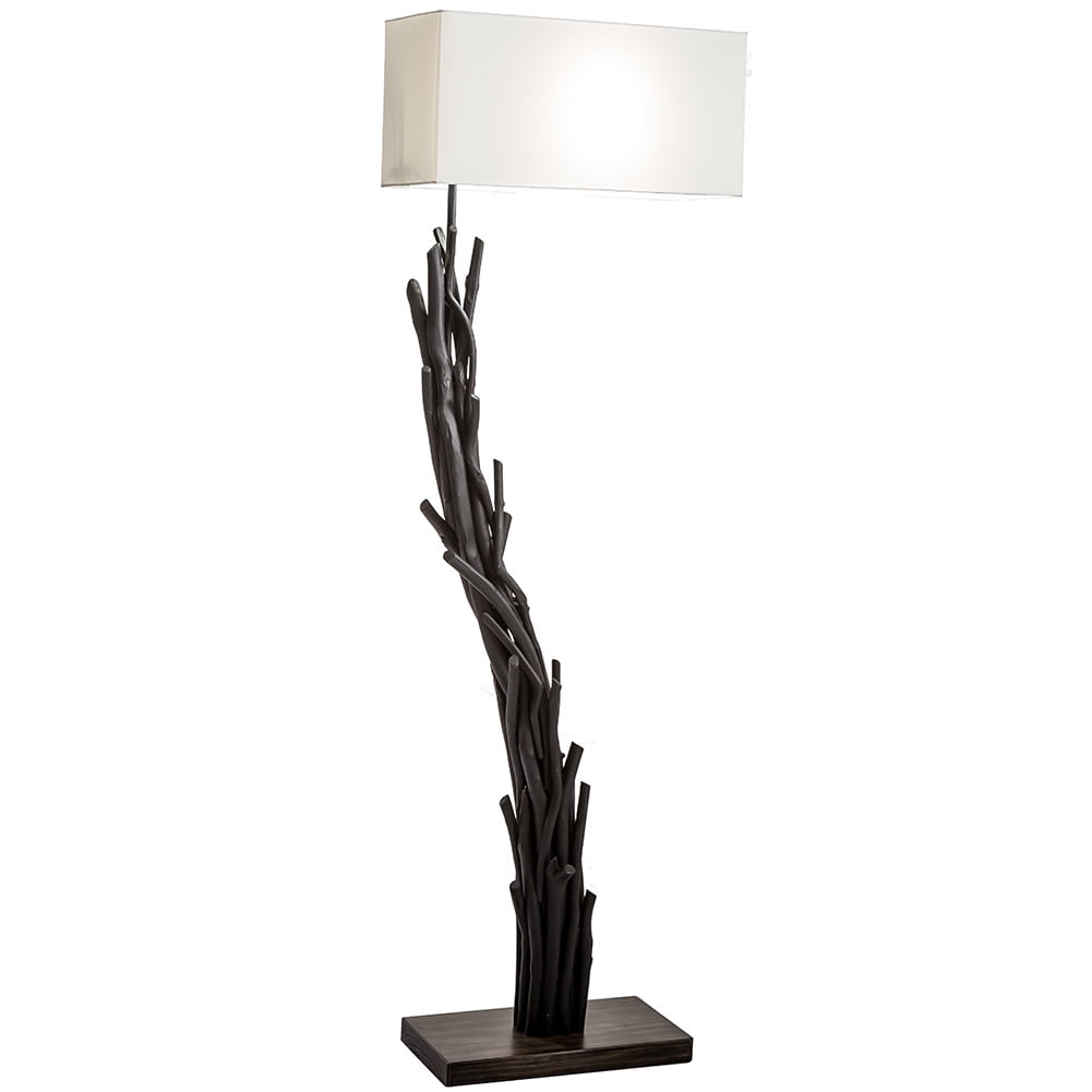 Modern Home Angled Driftwood Nautical Wooden Floor Lamp - Blackwood
