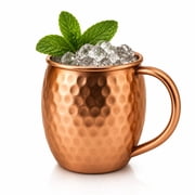 Modern Home Handmade 16oz Solid Copper Mule Mug   Barrel Shaped Mug with Copper Handle & Hammered Texture   Traditional Barrel-Shaped Mug Single