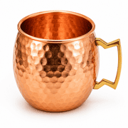 Modern Home Handmade 16oz Solid Copper Mule Mug   Barrel Shaped Mug with Brass Handle & Hammered Texture   Traditional Barrel-Shaped Mug Single