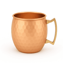 Modern Home Handmade 16oz Solid Copper Mule Mug – Barrel Shaped Mug with Brass Handle & Hammered Texture (Single)