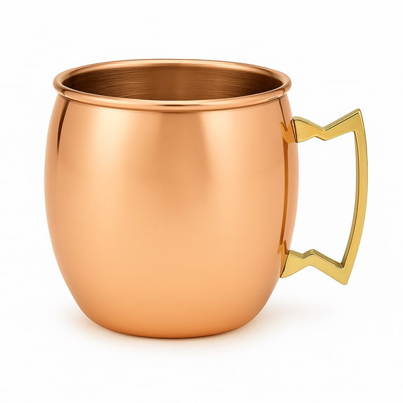 Modern Home Handmade 16oz Solid Copper Mule Mug – Barrel Shaped Mug with Brass Handle & Smooth Texture – Traditional Barrel-Shaped Mug (Single)