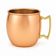 Modern Home Handmade 16oz Solid Copper Mule Mug   Barrel Shaped Mug with Brass Handle & Smooth Texture   Traditional Barrel-Shaped Mug Single
