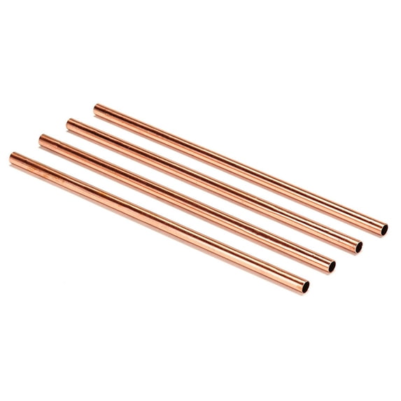 Modern Home Reusable 100% Copper Drinking Straws – Solid Metal Straws for Cocktails, Iced Beverages – Eco-Friendly & Durable – Straight Design – 8.5" Long (Set of 4)