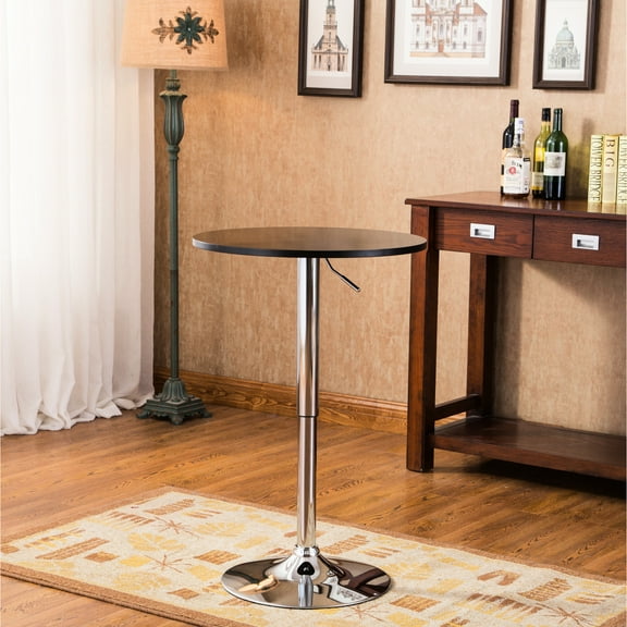Modern Home Black Adjustable Table - Wood And Metal 24" X Height Desk Cylinder & Base