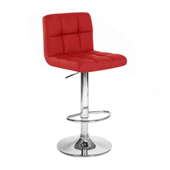 Modern Home Boris Contemporary Adjustable Height Bar/Counter Stool - Chrome Base/Footrest Barstool (Merlot)