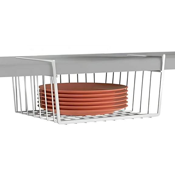 Modern Home Cabinet Wire Hanging Basket Shelves - Space Saving Under Shelf Storage Organizer (10.25")