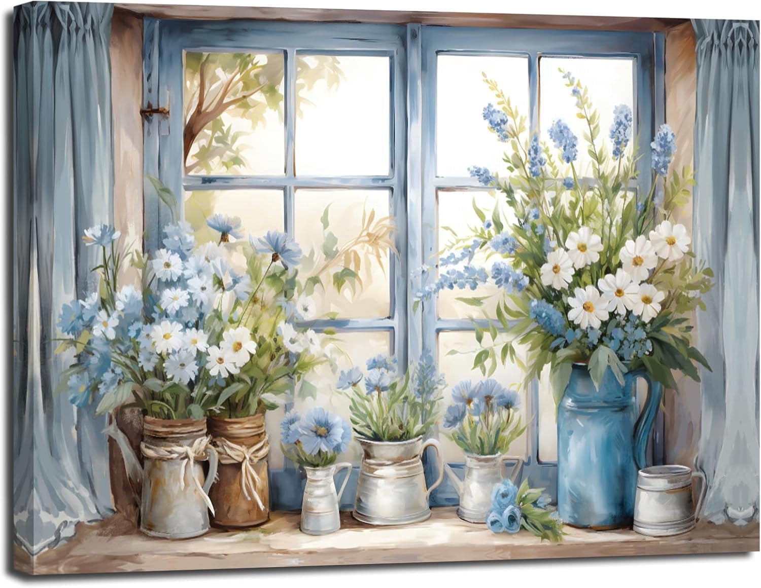 Modern Home Canvas Wall Art Daisy Flower Picture Rustic Decor Farmhouse ...