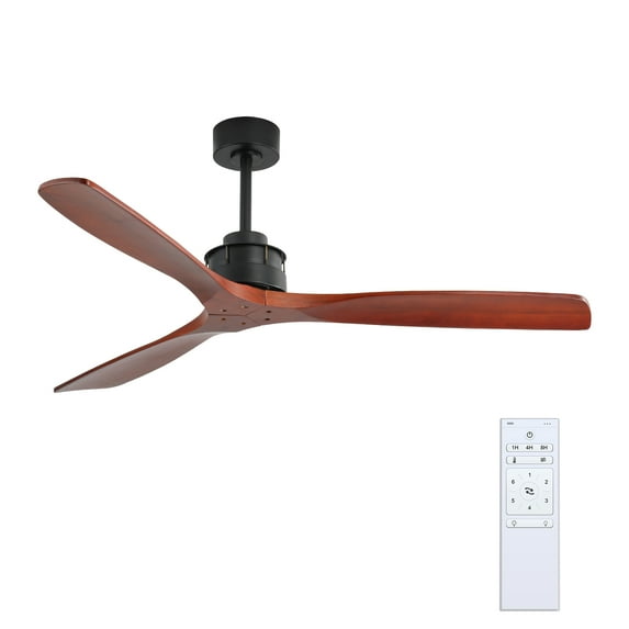Modern Home Ceiling Fan, 6 Speed Remote Control Fan with 3 Wood Blades, 60 inch, Solid Mahogany Finish, for Living Room, Bedroom, Dining Room, D5149