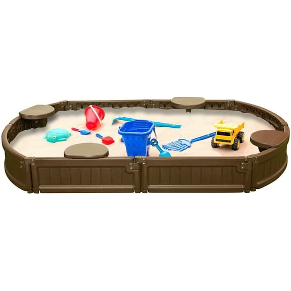 Modern Home 6ft Oval All Weather Resistant Outdoor Sandbox Kit w/Cover