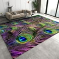 thumbnail image 1 of Modern Home Decor Art Throw Rugs, Delicate Peacock Purple Feathers Area Rugs, Non-Slip Easy Clean Low Pile Soft Washable Nursery Mat For Living Room Bedroom Entryway 3x4ft, 1 of 6