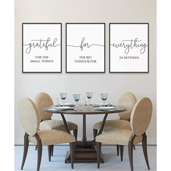 Modern Home Decor Motivational 3 Pieces Grateful For The Small Things For The Big Things And For Everything In Between Quote Posters Painting Canvas Artwork For Kitchen Decor No Frame