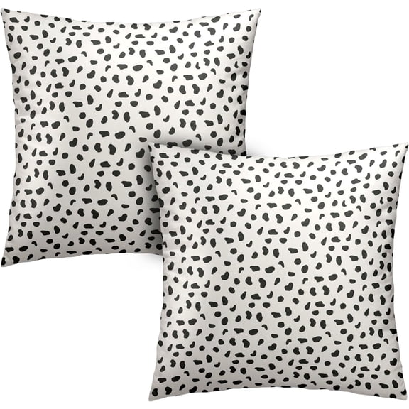 Modern Home Decor Polka Dots Decorative Throw Pillow Cover 20x20 Set of 2 Simple Abstract Black and White Design Pillow Covers for Bed Couch Sofa