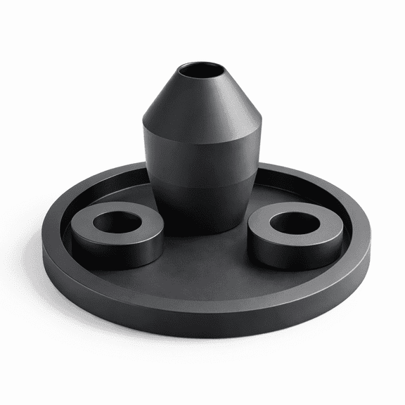 DBOZE Modern Home Decor Tray Set  Round Tray with Vase & 2 Tea Light Candle Holders, Minimalist Centerpiece for Coffee Table, Bedroom Nightstand, Living Room Decor (Black)