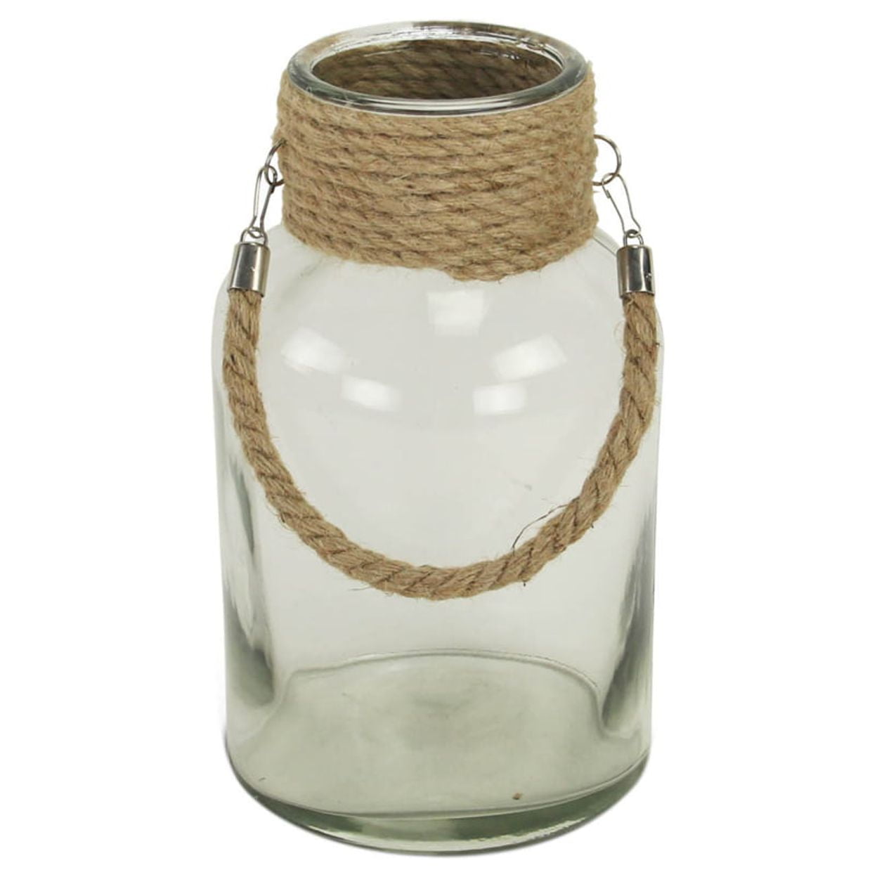Modern Home Decorative Round Glass Jar With Rope Wrapped Neck Large