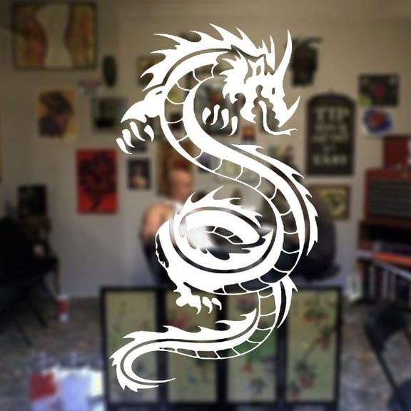 Modern Home Design Decor Dragon Wall Sticker Vinyl Door Decals Decoration Living Room Tattoo Shop Window Mural Removable 57x100cm